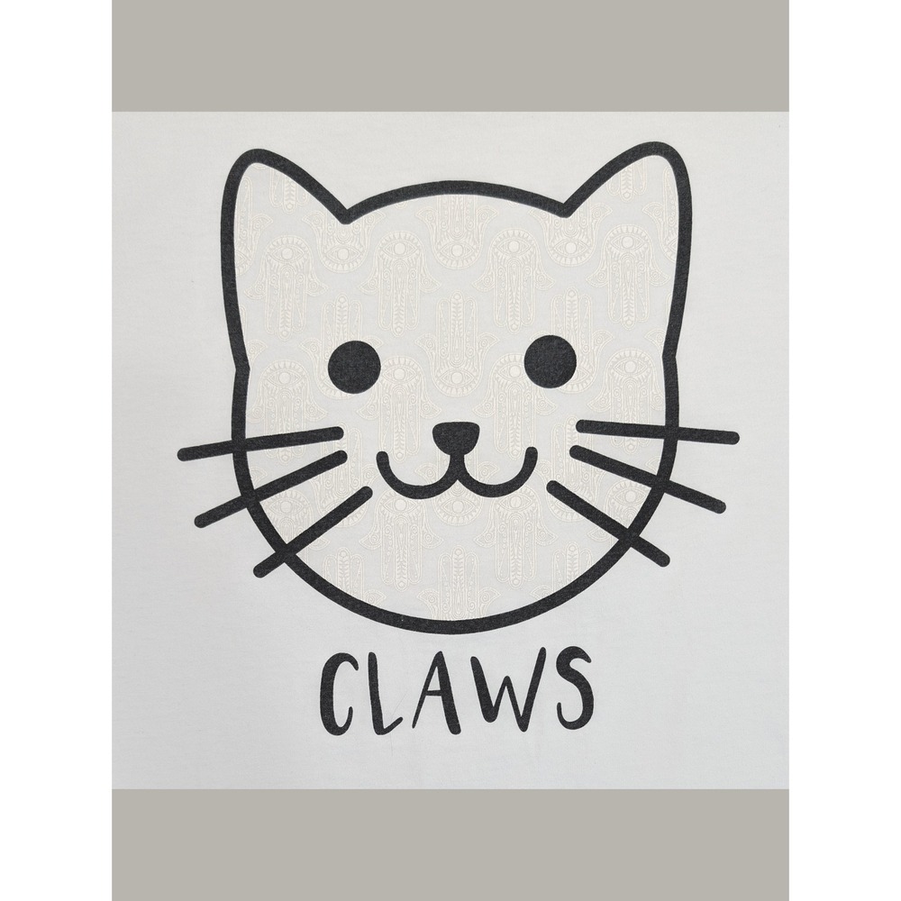 Alta Gracia Cat Graphic Long Sleeve Tee White "Claws" Minimalist Size L
